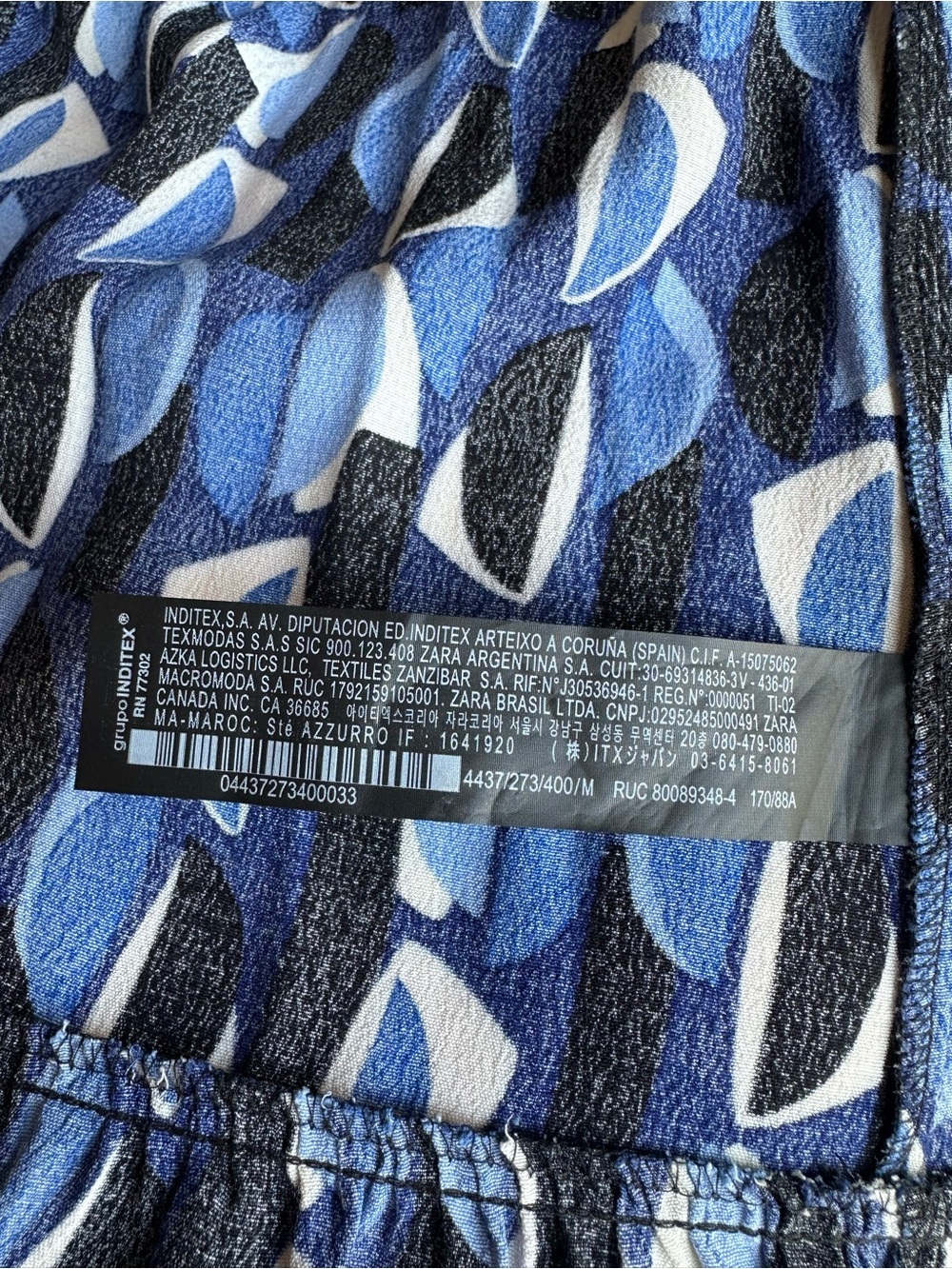 Zara Blue Geometric V-Neck Long Sleeve Dress - Picture 6 of 6